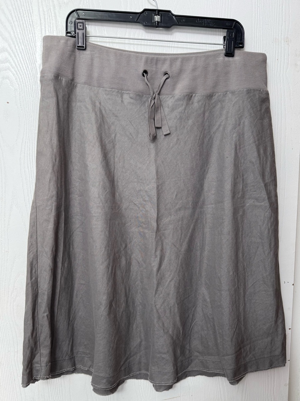 Eileen Fisher Gray A-Line Linen Drawstring Skirt, size L